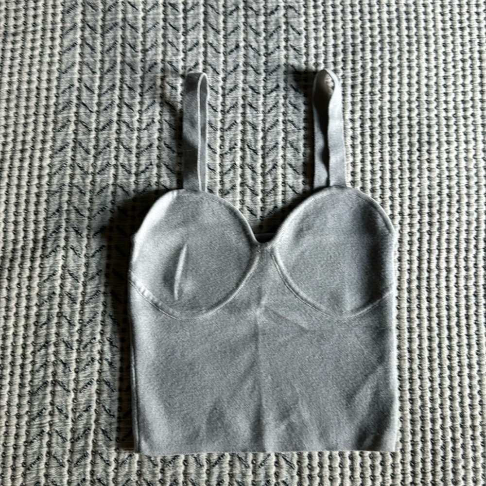 Grey/light purple knit crop top xs